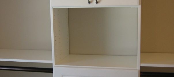 Cabinets with doors in custom closet