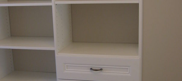 Built-in drawers in clothes closet system