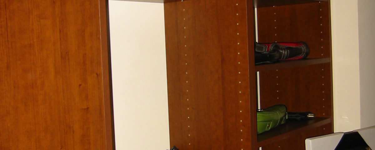 View of shelves in closet