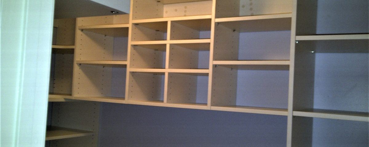 closeup of storage shelves